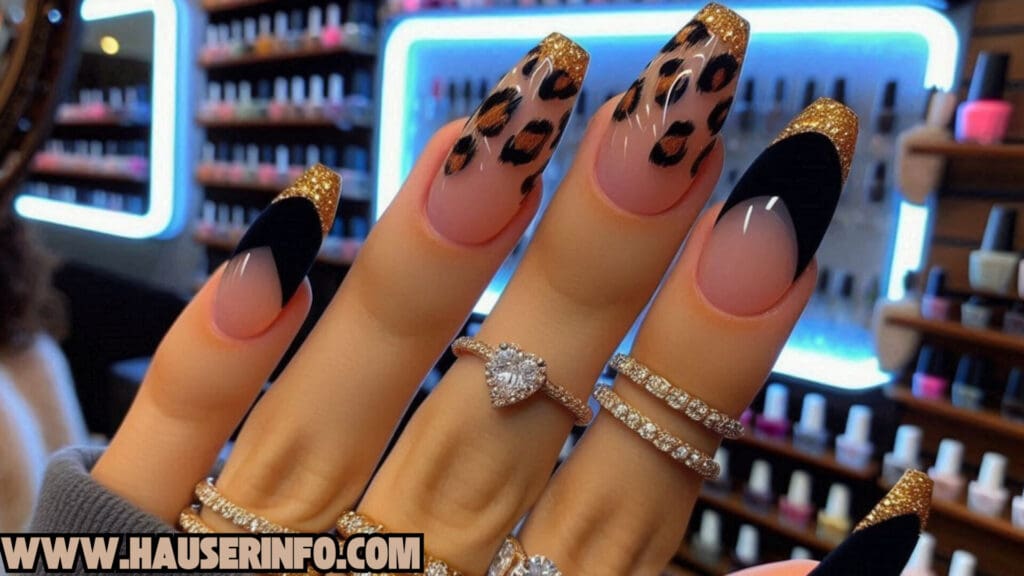 hausers December Winter ladies leopard nails